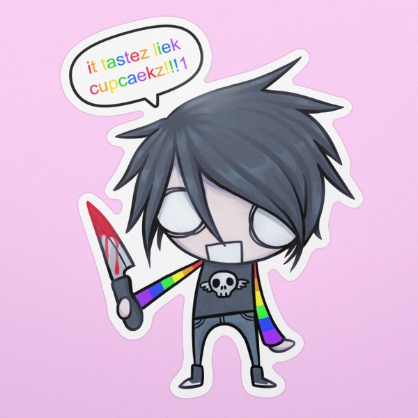 Random XD Emo Sticker 0.o | scenecore emo boy chibi y2k retro mall goth rainbow punk