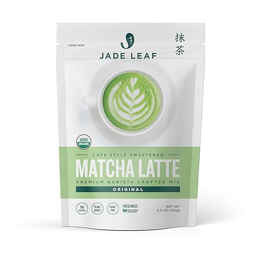Jade Leaf Matcha Organic Cafe Style Sweetened Matcha Latte Green Tea Powder - Premium Barista Crafted Mix - Original - Authentically Japanese, 15 Servings (5.3 Ounce / 150g Pouch) - Original - 150 g (Pack of 1)