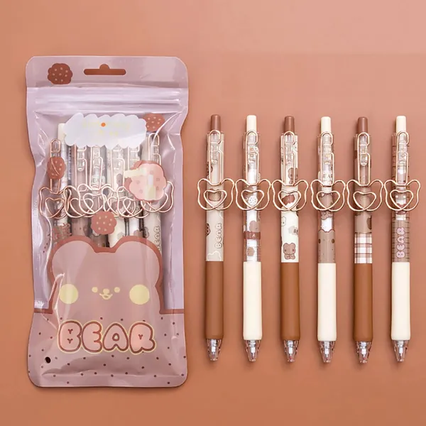 Kawaii gel pen cute bear pen ins Japanese student signature pen gel pen Kawaii stationery cute stationery(Caramel Pudding Bear) - Caramel Pudding Bear