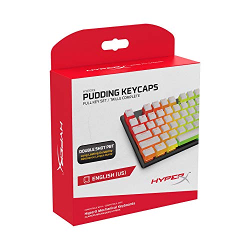 HyperX Pudding Keycaps - Double Shot PBT Keycap Set with Translucent Layer, for Mechanical Keyboards, Full 104 Key Set, OEM Profile, English (US) Layout - White - Pudding Keycaps - White