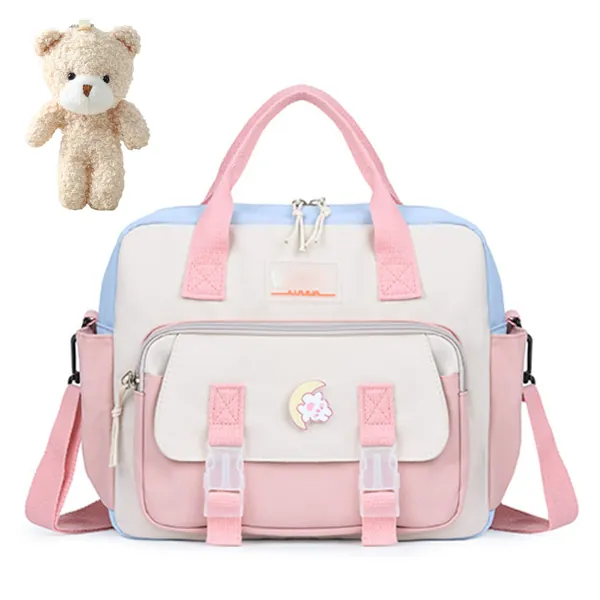 Kawaii Backpack Cute Toge Bag Crossbody Shoulder Bag with Kawaii Pins Accessories for Girls (Pink) - Pink