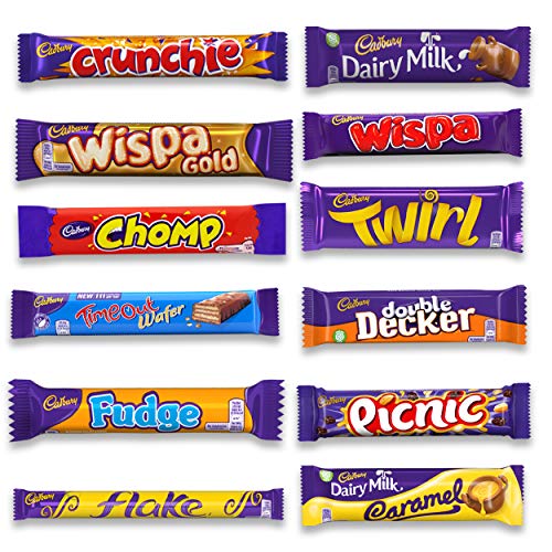 Cadbury Chocolate and Candy Assortment Box. Gift Selection Bumper Pack 12 Full-size Bars Of The Creamiest And Milkiest Tasting Chocolate
