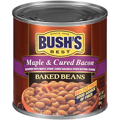 Bush's Best Maple Cured Bacon Baked Beans, 1 lb - Maple Cured Bacon - 1 Pound (Pack of 1)