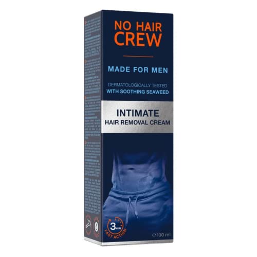No Hair Crew Intimate/Private At Home Hair Removal Cream for Men - Painless, Flawless, Soothing Depilatory for Manscaping Unwanted Coarse Male Body Hair, 100ml