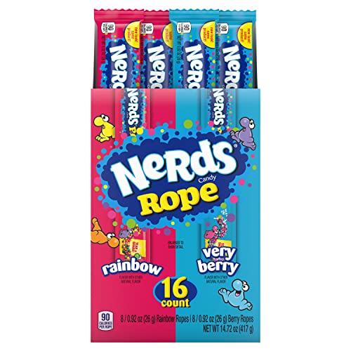Nerds Rope, Back to School Candy, Variety Box, Rainbow & Very Berry, 0.92ounce (Pack of 16) - Assorted - 16ct