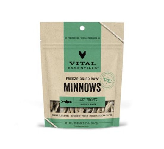 Vital Essentials Freeze-Dried Raw Cat Treats, Minnows Treats, 0.5 oz - New Packaging - Minnows