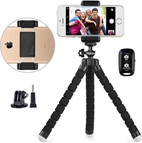 Ubeesize Flexible Mini Phone Tripod, Portable and Adjustable Camera Stand Holder with Wireless Remote and Universal Clip, Compatible with Cellphones, Sports Cameras - Tripod pro