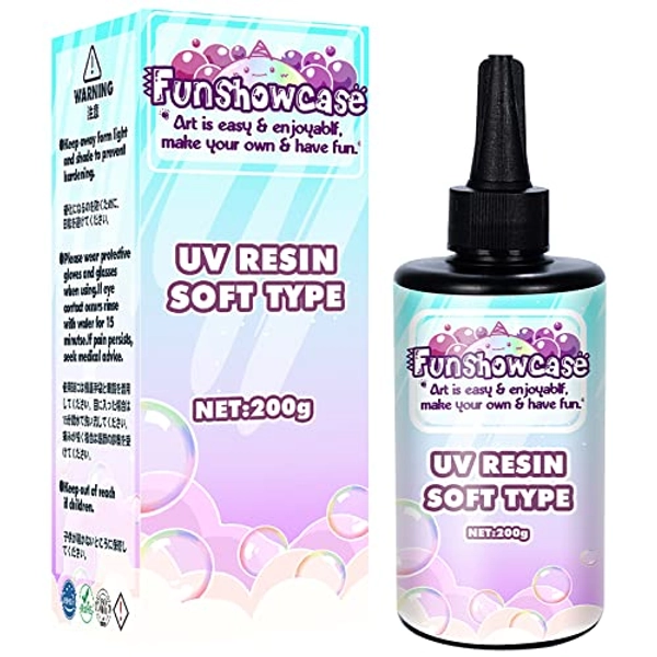 UV Resin Soft Crystal Clear Glue Ultraviolet Solar Sunlight Cure for DIY Jewelry Making, Craft Decoration, Casting & Coating, 200g