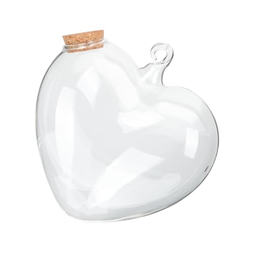 CORHAD Origami Wishing Bottle Vase Glass Succulent Gift Glass Empty Container Glass Containers with Lids Candy Gift Star Decor Clear Glass Candy Jar Heart-shaped Wooden Bride - 16X14CM - As Shown