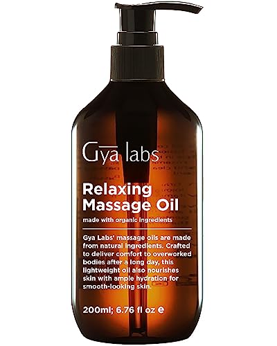 Gya Labs Relaxing Massage Oil for Sore Muscles - Spa Quality Sore Muscle Massage Oil - Warming Massage Oil Non Greasy & Body Massage Oil for Men & Women - 100% Natural (200 ml) - Relaxing Massage Oil