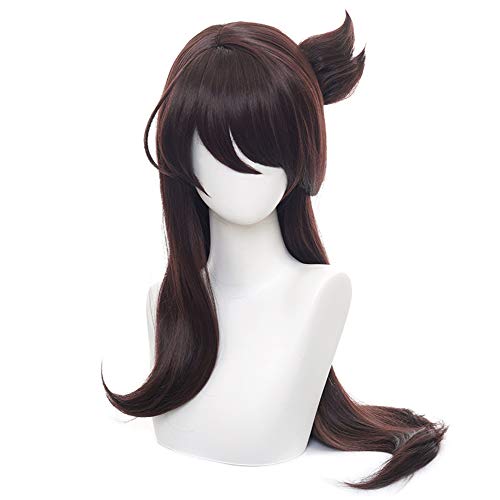 HIROAKIYA Beidou Wig, Genshin Impact Beidou Cosplay Wig with Clip Hair Bun, Wig Cap