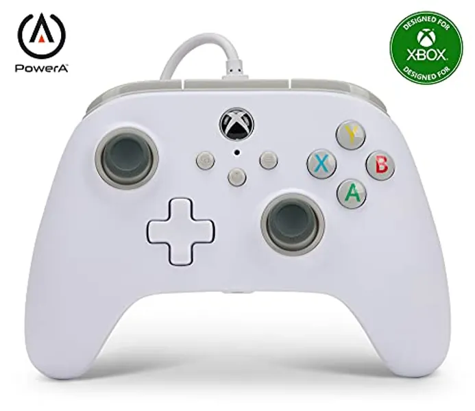 PowerA Wired Controller for Xbox Series X|S - White, gamepad, video game / gaming controller, works with Xbox One - White