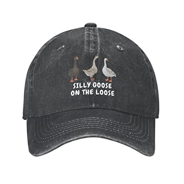 Funny Goose Hat Silly Goose On The Loose Hat Men Baseball Hats Funny Cap - One Size - Black