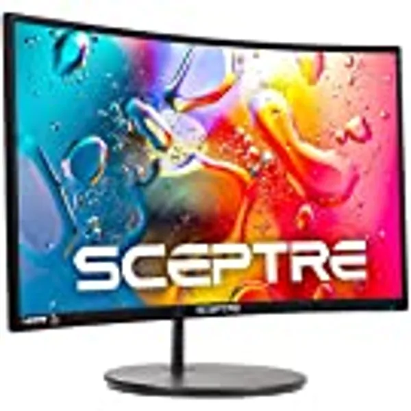 Sceptre 24" Curved 75Hz Gaming LED Monitor Full HD 1080P HDMI VGA Speakers, VESA Wall Mount Ready Metal Black 2019 (C248W-1920RN)