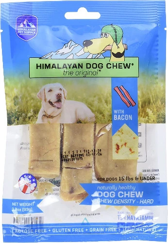 Amazon.com : Himalayan Dog Chew Yak Cheese Dog Chews, 100% Natural, Long Lasting, Gluten Free, Healthy & Safe Dog Treats, Lactose & Grain Free, Protein Rich, Small Dogs 15 Lbs & Smaller, Real Bacon Bits, 3.3 oz : Pet Supplies