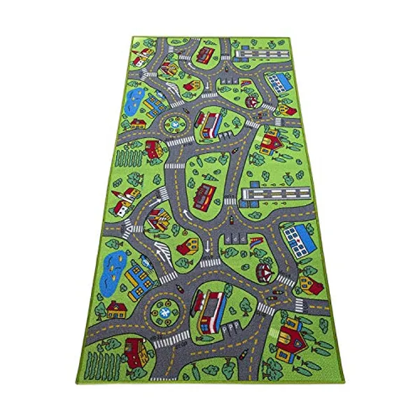 Kids Rug Carpet Playmat City Life Learn Have Fun Safe, Children's Educational, Road Traffic System, Multi Color Activity Centerpiece Play Mat! for Playing with Cars for Bedroom Playroom - Large Road Rug