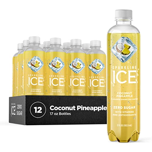 Sparkling Ice, Coconut Pineapple Sparkling Water, Zero Sugar Flavored Water, with Vitamins and Antioxidants, Low Calorie Beverage, 17 fl oz Bottles (Pack of 12) - Coconut Pineapple