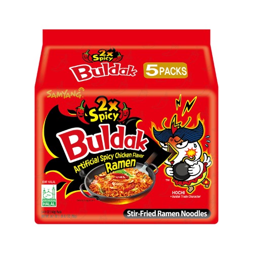 Samyang 2X Buldak (Korean) Hot Spicy Chicken Stir Fried Ramen 4.94 oz (Pack of 5) - Chicken 4.9 Ounce (Pack of 5)