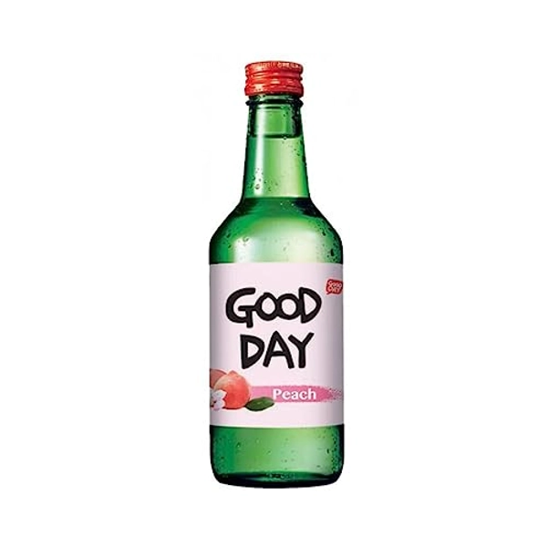 Korean Good Day 한국 소주 Traditional Drink Beverages Premium Natural Juice Distilled Flavor Water - 375ml (Peach, Pack of 1)