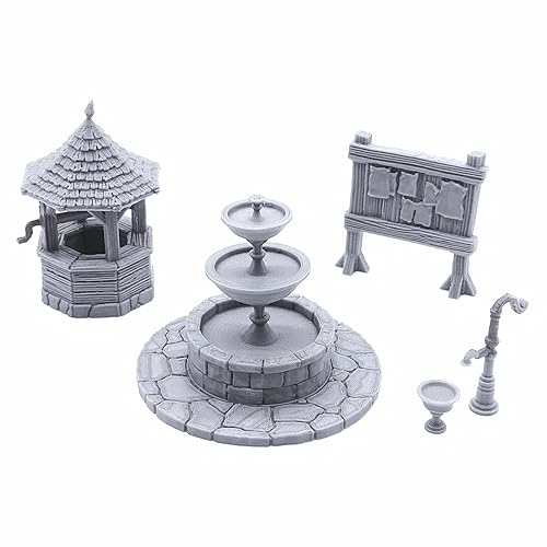 Town Square by Printable Scenery - DND Terrain, 28mm Miniature Wargaming, Tabletop RPGs, Wargame