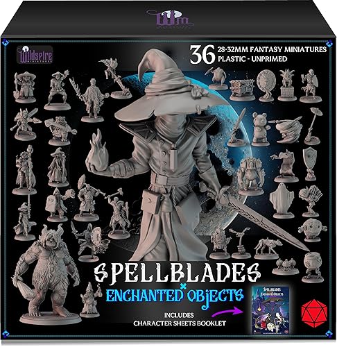Wildspire Spellblades & Enchanted Objects for DND Miniatures 28mm-32mm Characters, NPC for DND 28mm Dungeons & Dragons Miniatures Bulk D&D Miniatures DND Minis DND Figures DND Accessories