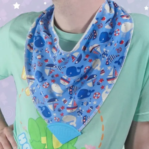 Adult Sized Ocean Bib with Teether Silicone Corner