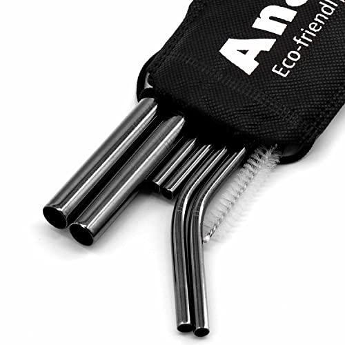 Anaeat 6 Pack Reusable Food-Grade Stainless Steel Straws