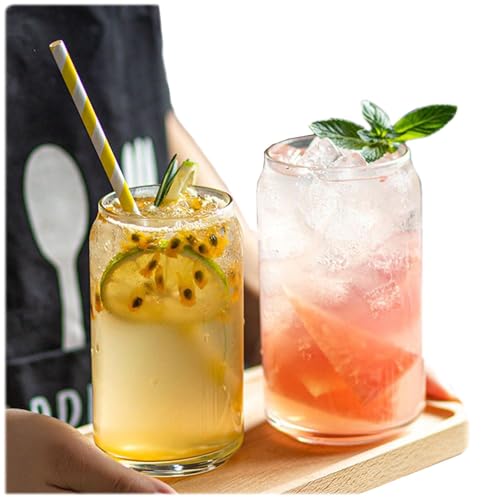 2 Pack Beer Glasses,12 oz Can Shaped Glass Cups