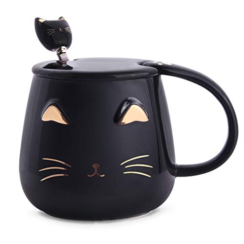 Angelice Home Black Cat Mug, Cute Kitty Ceramic Coffee Mug