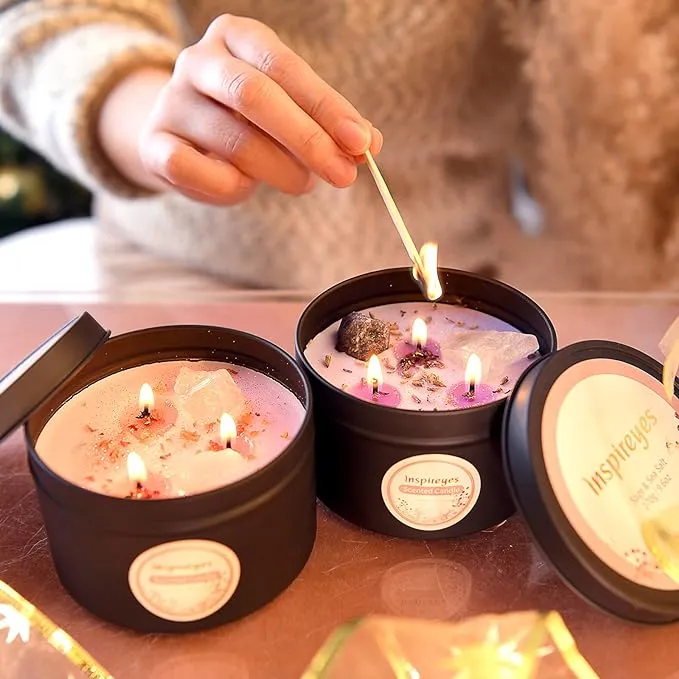 Scented Candle Set with Crystal