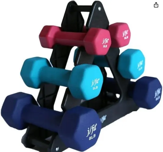 j/fit Dumbbell Set w/Durable Rack 