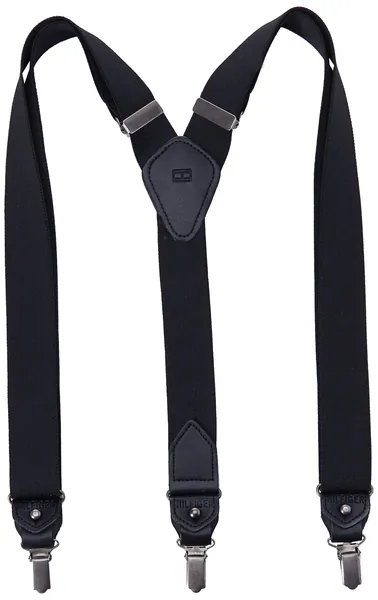Tommy Hilfiger Men's 32mm Suspender with Convertible Clip, Button End and Strap - Black