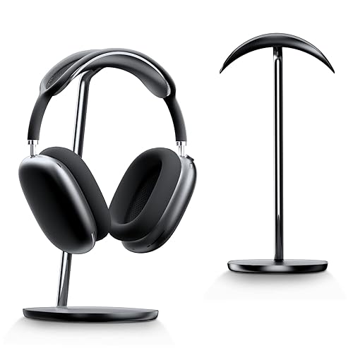 BENKS Desktop Headphone Stand Universal Headset Holder Hanger Mount Aluminum with Protective Silicone Pad, Gaming Headset Accessories, Compatible with AirPods Max, Beats, Bose, Sony and so on(Black) - Black
