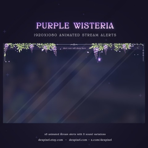 Purple Wisteria Blooming Animated Stream Alerts