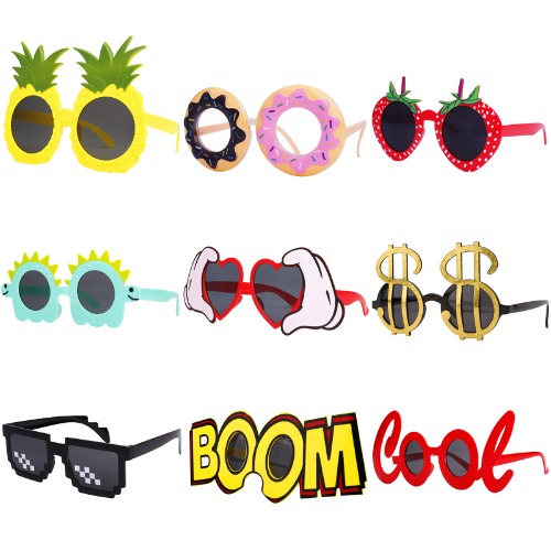 WATSELOK Party Sunglasses - 9 Pairs Funny Hawaiian Glasses, Funny Novelty Giant Fancy Summer Kids Party Favors,Photo Booth Props Beach Themed Party Supplies Decoration - 
