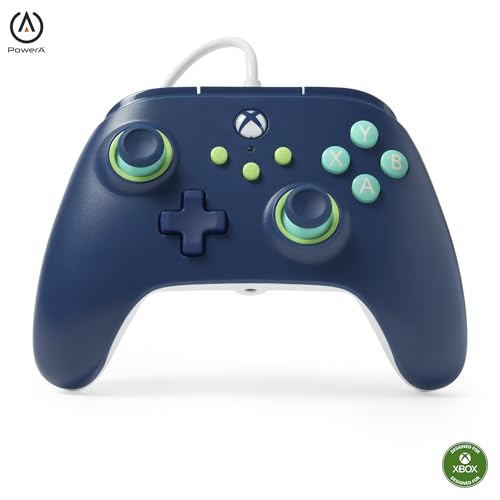 PowerA Wired Controller for Xbox Series X|S - Mariner Blue, gamepad, video game/gaming controller, works with Xbox One, Officially Licensed - Mariner Blue