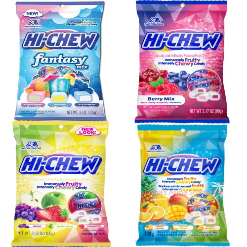 Hi Chew Variety Candy Pack - 4 Different Assorted Pack of Candy Flavors - Berry Mix, Fantasy Mix, Tropical Mix, and Original Mix, Japanese Chewy, Pack of 4