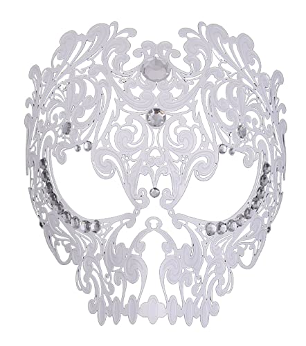 Masquerade Mask Mardi Gras Costume Mask Christmas Cosplay Metal Party Mask - White