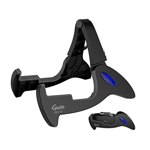 GUITTO Guitar Stand Tripod Adjustable Classic A-Frame Stand Universal for Acoustic and Bass Electric Guitars Folding Floor Travel Stand Small Single Holder (GGS-01) - black