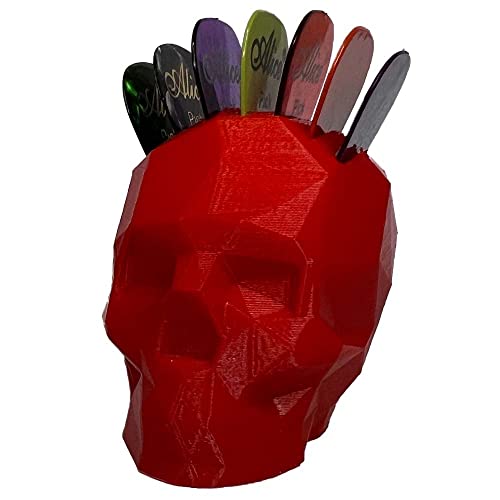 Skull Guitar Pick Holder (red, horizontal) - horizontal - Red