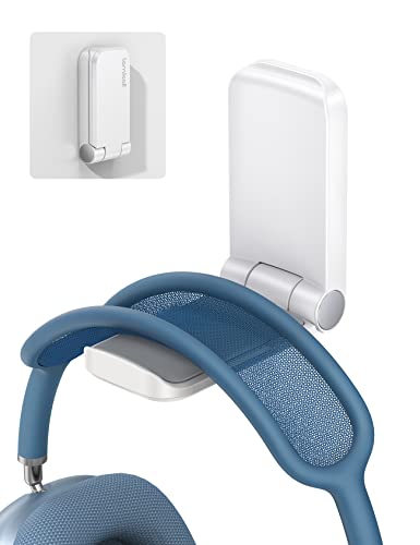 Lamicall Headphone Stand, Sticky Headset Hanger - Adhesive Headphone Holder Hook Mount, Headset Stand Holder Clip Under Desk, Earphone Clamp for Airpods Max, HyperX, Sennheiser, White - White