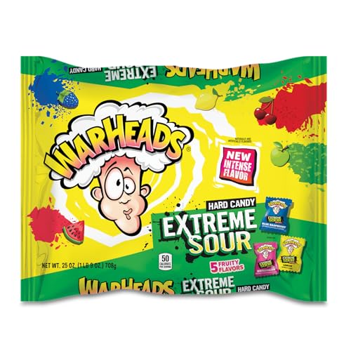 Warheads Extreme Sour Hard Candy 175 Pieces Assorted Flavors - 25 oz bag - 175 Count (Pack of 1)