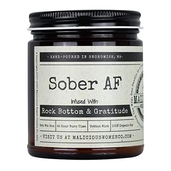 
                            Malicious Women Candle Co - Sober AF, Espresso Yo' Self Infused with Rock Bottom & Gratitude, All-Natural Soy Candle, 9 oz
                        