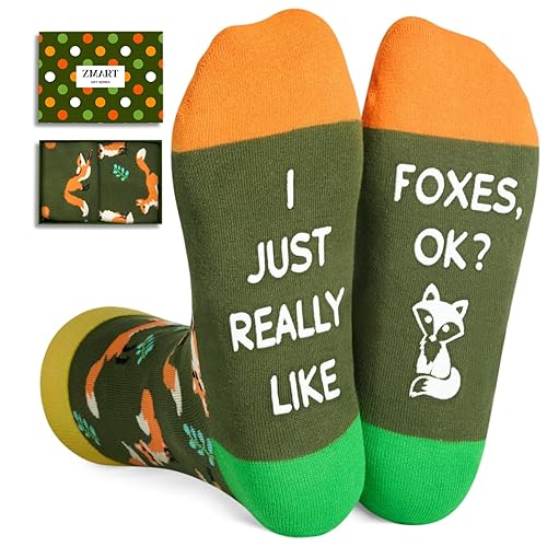 Zmart Cute Fox Gifts for Women Girls Men, Silly Fun Fox Socks Fox Stuff Stocking Stuffers for Mom Dad