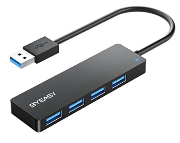 BYEASY USB Hub, 4 Port USB 3.0 Hub, Ultra Slim Portable Data Hub Applicable for iMac Pro, MacBook Air, Mac Mini/Pro, Surface Pro, Notebook PC, Laptop, USB Flash Drives, and Mobile HDD (Leather Black) - 0.8ft - Black