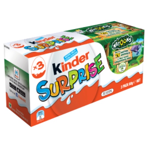 Kinder Surprise Milk Chocolate Egg with Toy, Multipack of 3 Eggs, 60g