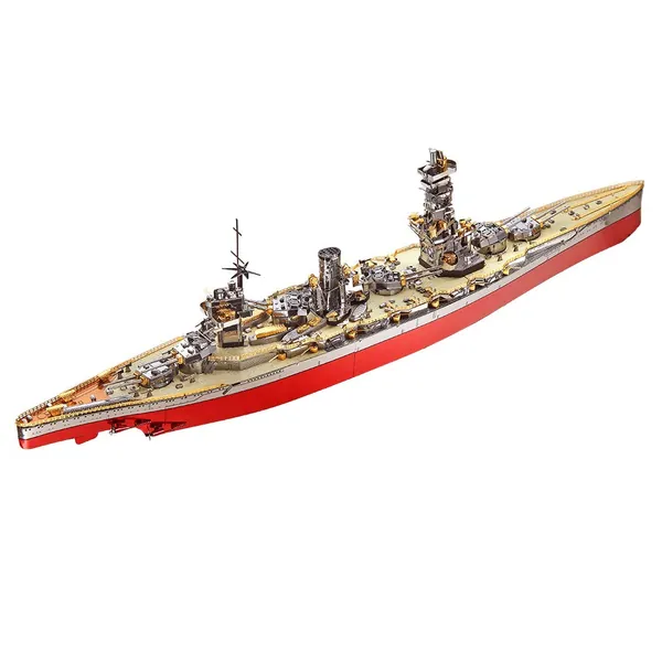 Piececool 3D Metal Puzzle Warship Model Kits, Fuso Battleship Military Watercraft Model Building Kits for Adults, DIY 3D Brain Teaser Puzzle Toys for Famliy Time, Great Gift-330 Pcs - Fuso