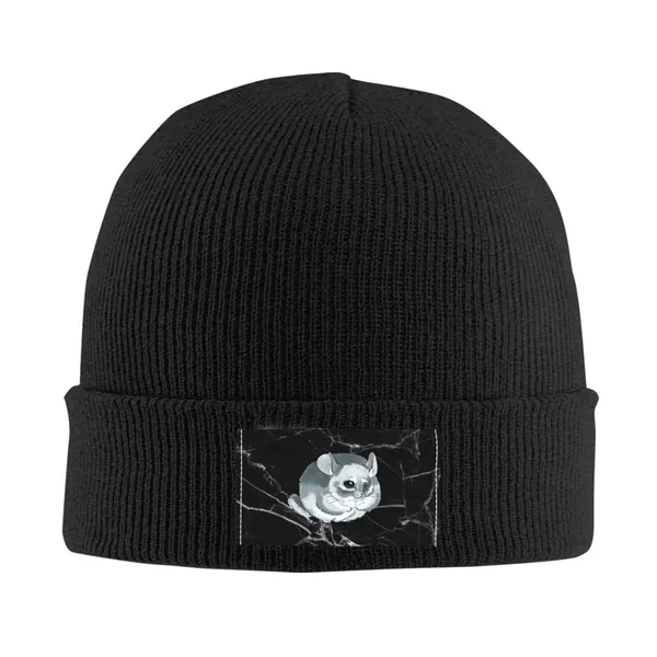 Veswiya-Chinchilla-Beanie-Hats, Knit Beanie Cap Black Winter Hat for Men Women - 