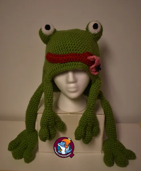 Frog toque hat crochet for children, teenagers and adults beanie hat frog