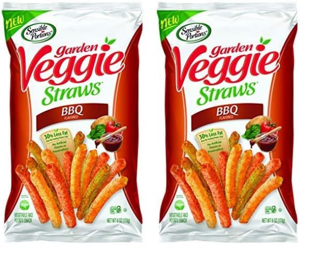 Sensible Portions Garden Veggie Straws, BBQ, 6 Oz (Pack of 2) - Barbecue - 6 Ounce (Pack of 2)